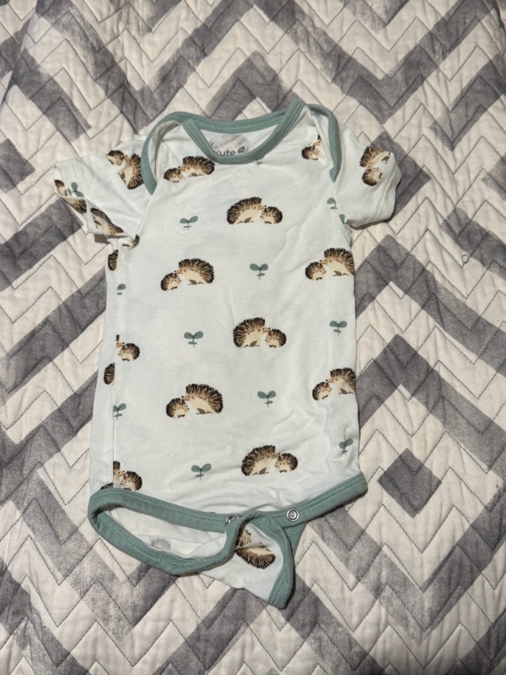 Kyte BABY Light Mint Hedgehog Print Onesie